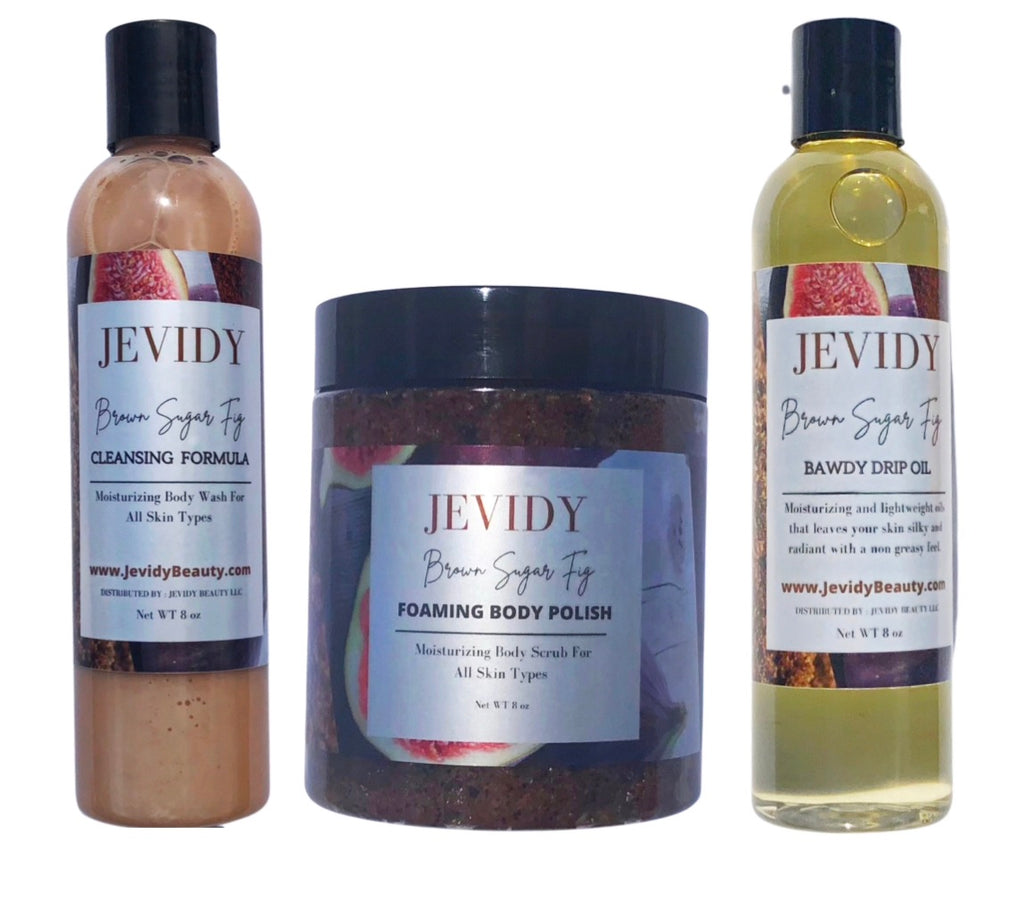 Jevidy's body wash, body scrub and body drip oil  bundle 